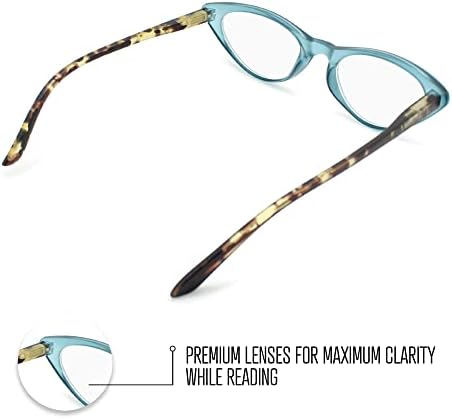 Тиркизна Ретро Очила За Читање Мачки За Жените Да Изгледаат Стилски Со Висок Вид-Удобно Во Форма На Лице Сите Жени Очила За