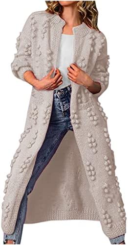 Longенски долги кардигански палта Обични отворени предни предни ракави лабави меки меки плетени џемпер зимски преголеми надворешна облека