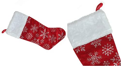 Декорации - 20 црвени и сребрени сјајни снегулки Божиќно порибување - Божиќ10