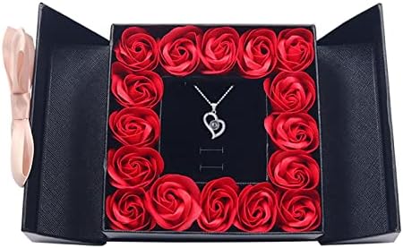Вечни Вистински Кутии За Подароци Од Роза, Засекогаш Цветна Кутија Со Љубов Срце Ѓердан на 100 Јазици За Денот На Вљубените,