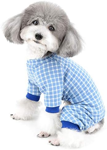 Ранфи карирана облека за миленичиња за мало кучиња кученце кученце мачка пижами кученце плетен џемпер кучешки кучиња pjs меки осили целокупно лесен пулвер 4 нозе пи?