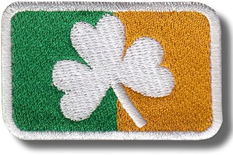 Ирско знаме на детелина - извезена лепенка 6х4 см