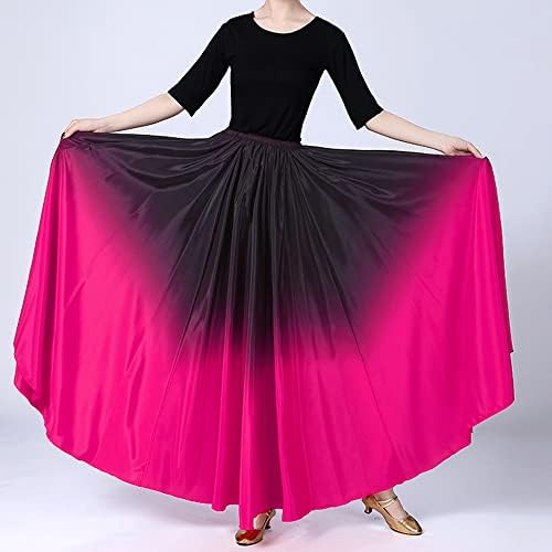 Женски елегантно свила се чувствуваат перформанси долго здолниште црно црвено индиски градиент шпански бик стомак фустан фустан фустан