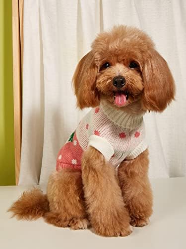 Qwinee јагода печатено кучиња џемпер, кученце симпатичен џемпер, класичен џемпер од желки, топла зима, џемпер за мачки, облека за кучиња, облека за миленичиња за мало с?