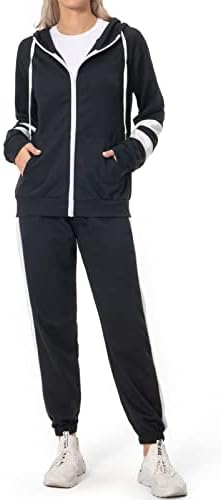 Обични облеки на женски 2 парчиња, со долги ракави со долги ракави, палто со качулка со панталони во боја, потта со џебови со