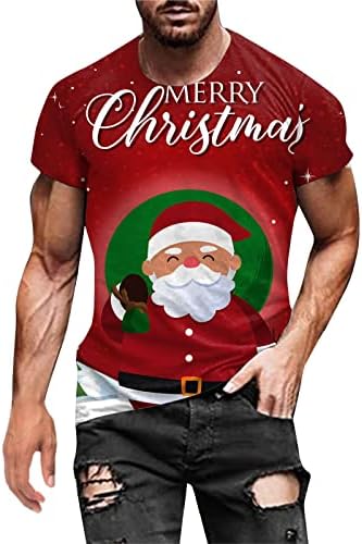 XXBR машки маици Божиќ Дедо Мраз за печатење на кратки ракави на кратки ракави на кратки ракави смешни Божиќни графички партии
