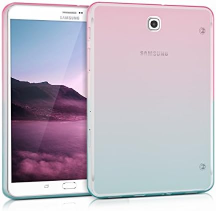 KWMobile TPU Silicone Case компатибилен со Samsung Galaxy Tab S2 8.0 - Case Soft Flexible Protective Cover - Bicolor Dark Pink/Blue/Transparent