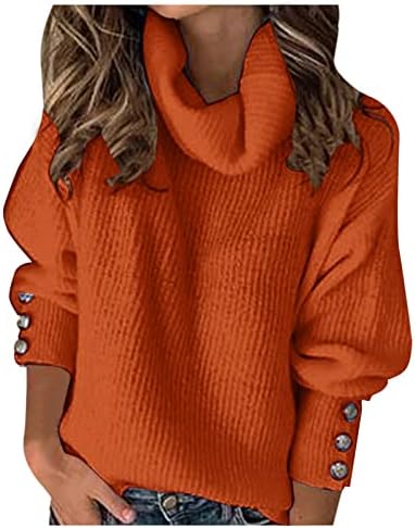 Женски џемпери пулвер троен ракав на градите топол јака со голема јака со долг ракав Зимски џемпер