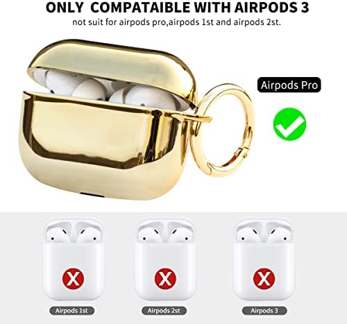 AirPods Pro Case Cover со приврзок за тастатура ， огледало позлатени додатоци за силиконска кожа за жени мажи со Apple 2019 Најновите AirPods Pro Case Case