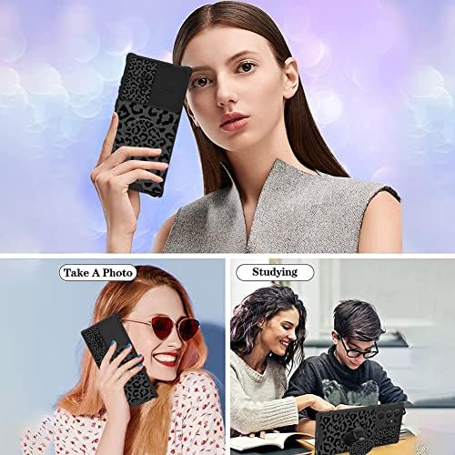 Фитунта Компатибилен Со Samsung Galaxy S21 Ултра Случај Црн Леопард За Жени Девојки, Заштитник На Екранот Отпорен На Удари Со