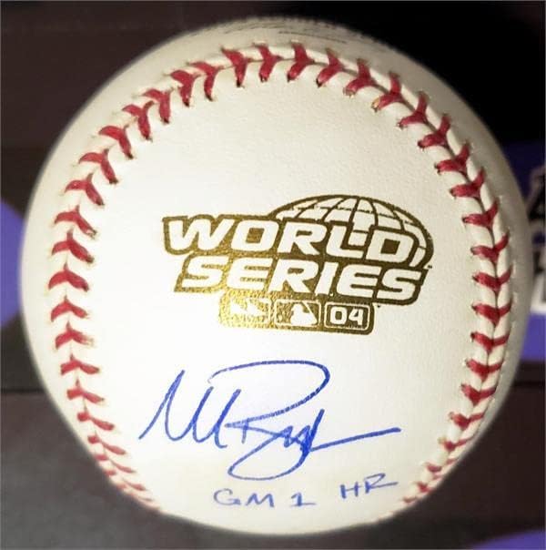 Марк Белхорн автограмираше во 2004 година Светска серија Бејзбол испишан ГМ 1 - Автограмирани бејзбол