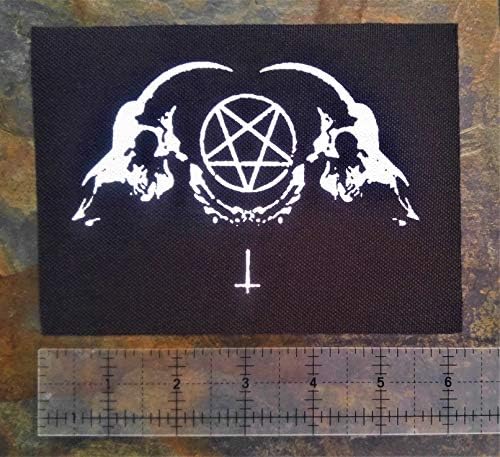 Лепенка на коза череп - сатански левијатан крст Бафомет пентаграм на Мендес окултниот готски сигил од главата на луцифер коза