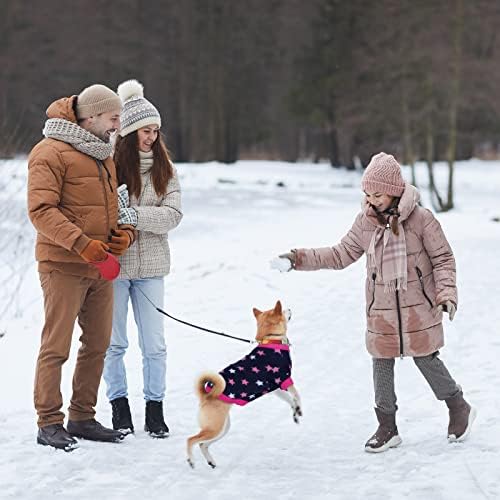 Pedgot 4 парчиња кучиња топли џемпери зимски кучиња облека зимско топло руно милениче џемпер со симпатична полко -точка леопард starвезда карирана дизајн ветровитска к?