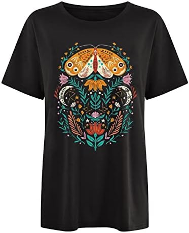 Маици на Канием за жени графички маици женски големи тркалезни памучни печатени лабава маица долга маица за жени за жени