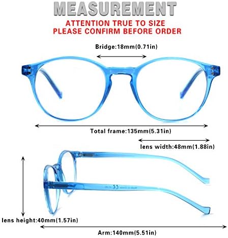 ВИДЕБЛА 5-Пакет Очила За Читање Блокирање На Сина Светлина, Модни Тркалезни Компјутерски Читачи Жени Мажи Чиста Леќа анти УВ