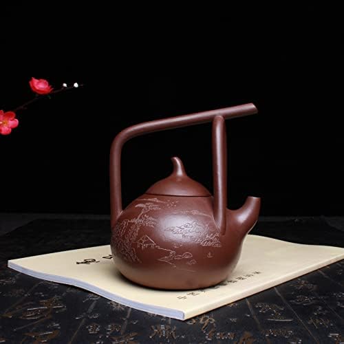 Автентична позната мастер грнчарска резба Рачно изработена пурпурна песочна тенџере Донгпо лианг чајник е рачно изработен и