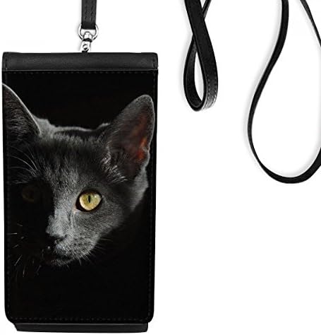 Црна мачка животно зјапа темна телефонска чанта чанта што виси мобилна торбичка црн џеб