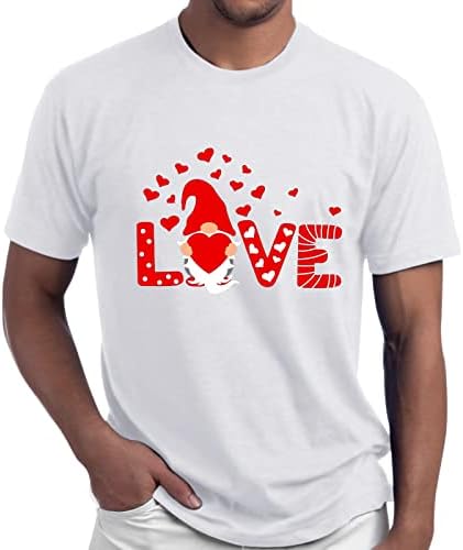 Валентин ги совпаѓа маичките за жени мажи усни сакаат срце Гном печати краток ракав О вратот маица и жена лабава вклопена плус