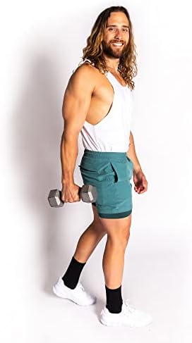 МАМАГИК МЕНС 5 салата за теретани за мажи 2 во 1 Брзо суво вежбање Атлетски шорцеви
