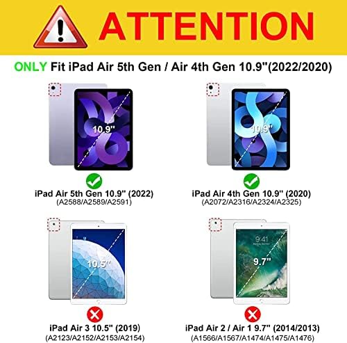 Hoidokly ipad Air 5 -та генерација кутија 2022, iPad Air 4 -та генерација кутија 2020 10.9 инчи со држач за молив [Поддршка за допир и iPad 2 -ри молив за полнење] Trifold Stand Smart Folio Case, Matcha Green