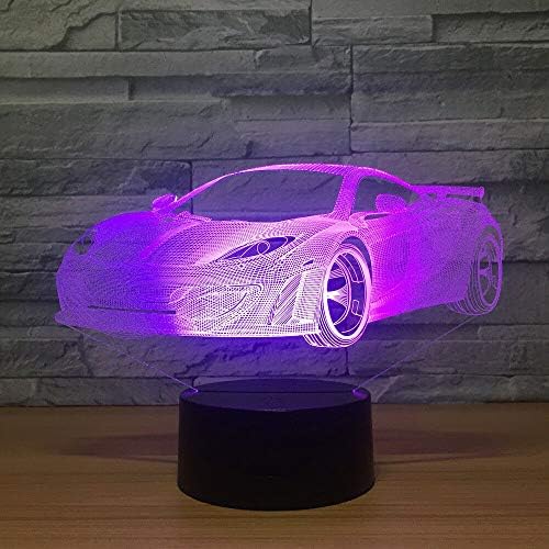 Jinnwell 3D Racing Car Night Light Light LAMP илузија LED 7 Боја Промена на допир прекинувач Табела за декорација на декорација