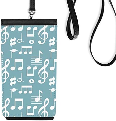 Бели музички белешки бар сина телефонска чанта чанта паметен телефон виси кожена црна црна боја
