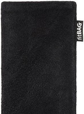 Fitbag Fusion Black/Black Custom прилагодена ракав за Purism Librem 5 | Направено во Германија | Фино покритие на торбичката за кожа на Nappa со обвивка за микрофибер за чистење на екранот