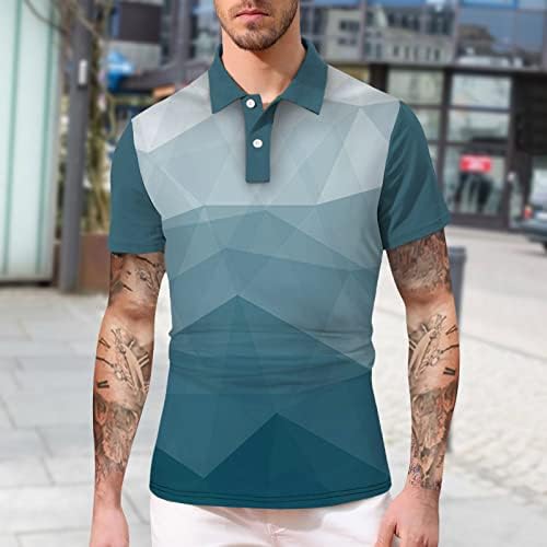 Летни полови кошули на HDDK за мажи, предно копче за кратки ракави, голф врвови новини графички печати за спортски тенис кошула