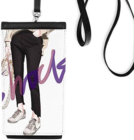 Шок девојка фигура уметност дизајн илустрација телефонски паричник чанта виси мобилна торбичка црн џеб