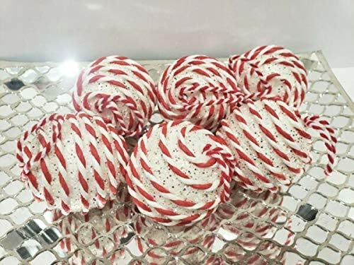 Орнаменти на мијабе за Божиќ за Божиќ празник црвено бело бонбони од трска од пеперминт дрво 2,75 “за украси за дома, забавен
