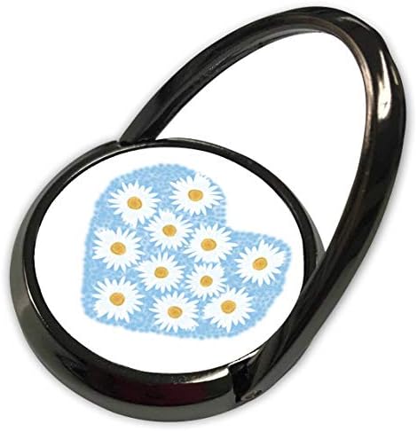 3DROSE SHERYLSART HEARTS - Убаво сликарство на бели цвеќиња на маргаритки на сино распоредени во форма на срце - телефонски