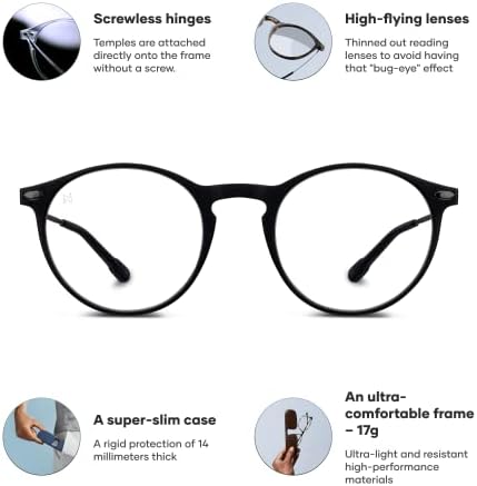 НООЗ Оптика Очила За Читање - Тркалезна Форма-Зголемување На Читателите За Мажи И Жени-Круз Модел Суштинска Колекција