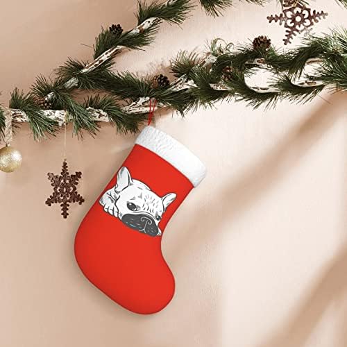 Јујуј крем кученце црно Божиќно порибување на празници за одмор камин виси чорап 18 инчи чорапи