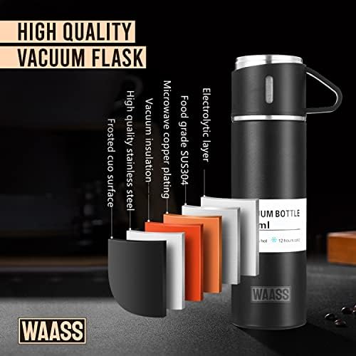 Вакуум изолиран со вакуум Термос Подарок сет - топла и ладна патувачка колба со капакот на чашата - Совршено за топло кафе и