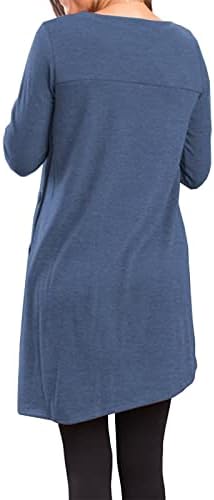 Nokmopo фустан со долг ракав за жени модни омнести ленти со копчиња маица маица со долги ракави фустан за патеки
