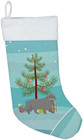 Богатства на Каролина CK4572CS Британска долга мачка, весело Божиќно Божиќно порибување, камин што виси чорапи Божиќна сезона