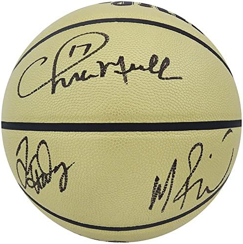 Крис Мулин, Тим Хардавеј и Мич Ричмонд го потпишаа Вилсон злато затворено/надворешно НБА кошарка - Автограмска кошарка