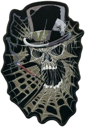 Пушење череп во висока капа на пајакот, среќен ас велосипедист лепенка [10 инчи]