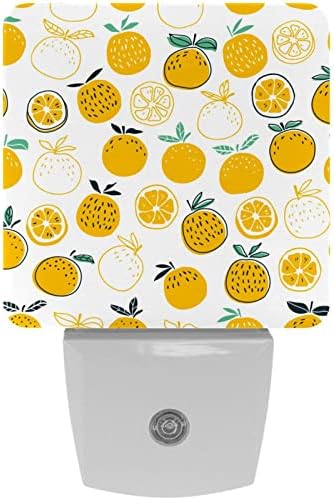 Акварел лимон портокалово овошје предводена ноќна светлина, детски ноќни светла за приклучок за спална соба во wallидна ноќна