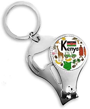 Кенија Loveубовен срцев пејзаж Национално знаме Nail Nipper Ring Key Clain Clain Clipper Clipper