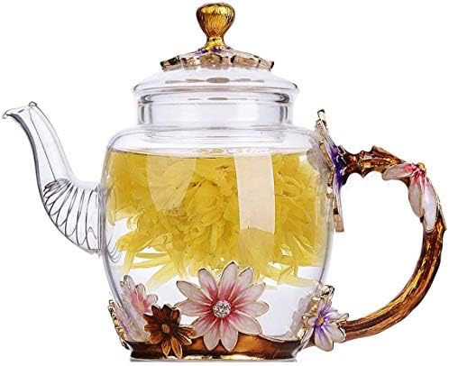 YBK Tech Creative Цвет стакло чајник чајник чајник чај за чај од кунг фу, добар подарок за сестра, мајка, баба, наставници)