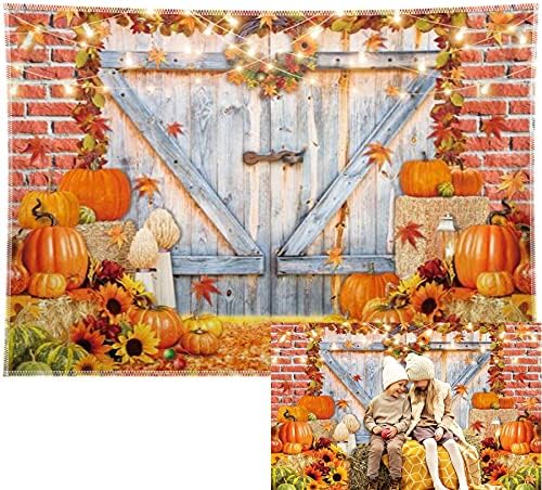 8x6ft ткаенина Денот на благодарноста есента фотографија за позадината есенска берба штала врата пријатели, позадина од тиква
