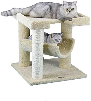 GO PET CLUB 32 Премиум мавта со мачки мачки писе, маче кондо кула куќа мебел со заоблена аголна основа за затворени мачки, беж