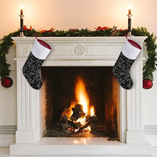 Лута волк шема црвена Божиќна празничка чорапи дома украси за Божиќно дрво камин што виси чорапи
