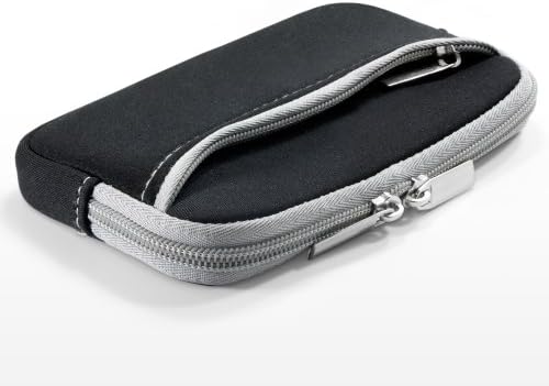 Boxwave Case Компатибилен со LG Escape Plus - Softsuit со џеб, мека торбичка неопрена покриена ракав Зипер џеб за LG Escape Plus - jet Black со сива боја