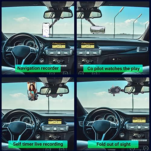 Монтирање на држачот на телефонот за автомобили, држач за ретровизори за заден преглед за автомобил, 360 ° ротатибилен и повлечен