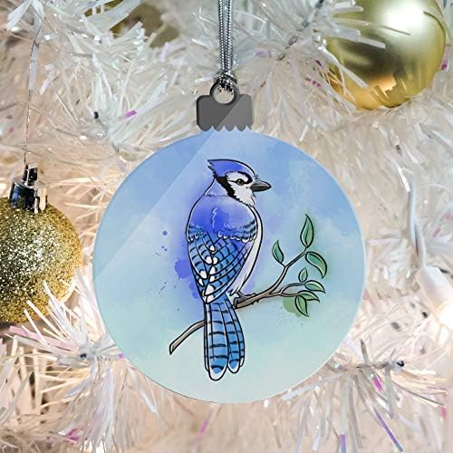Сина џеј акварел северо -источна птица акрилна елка празнина украс