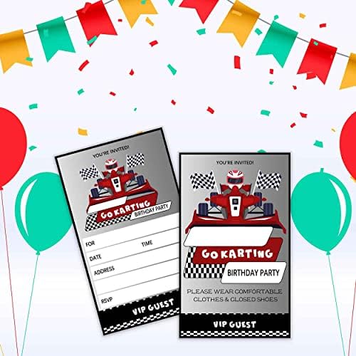 Qzcyu Go Kart Покани, материјали за роденден, прослава на забава