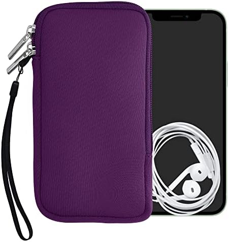 KWMobile Neoprene телефонска торбичка големина XXL - 7 - Универзална мобилна ракав мобилна торба со патент, лента за зглоб - виолетова