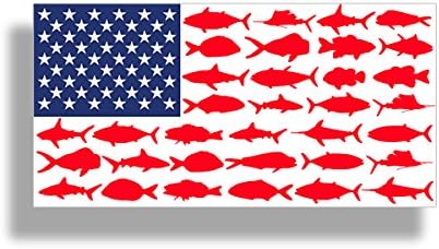 Американски Риба Знаме Налепница - Патриотски Риболов Налепница Винил Умре Сече Автомобил Камион Брод Браник Прозорец Графички